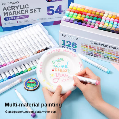 Soft Brush Tip Acrylic Marker Set, Paint Pens for Stone Wood Canvas, Ideal DIY Crafts and Christmas Gift