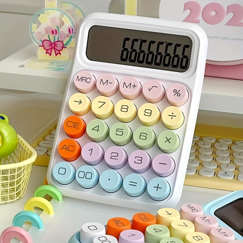 1pc Cute Candy Color Keyboard Calculator 12Digit Mechanical Calculator For Office Desktop With Larg 2