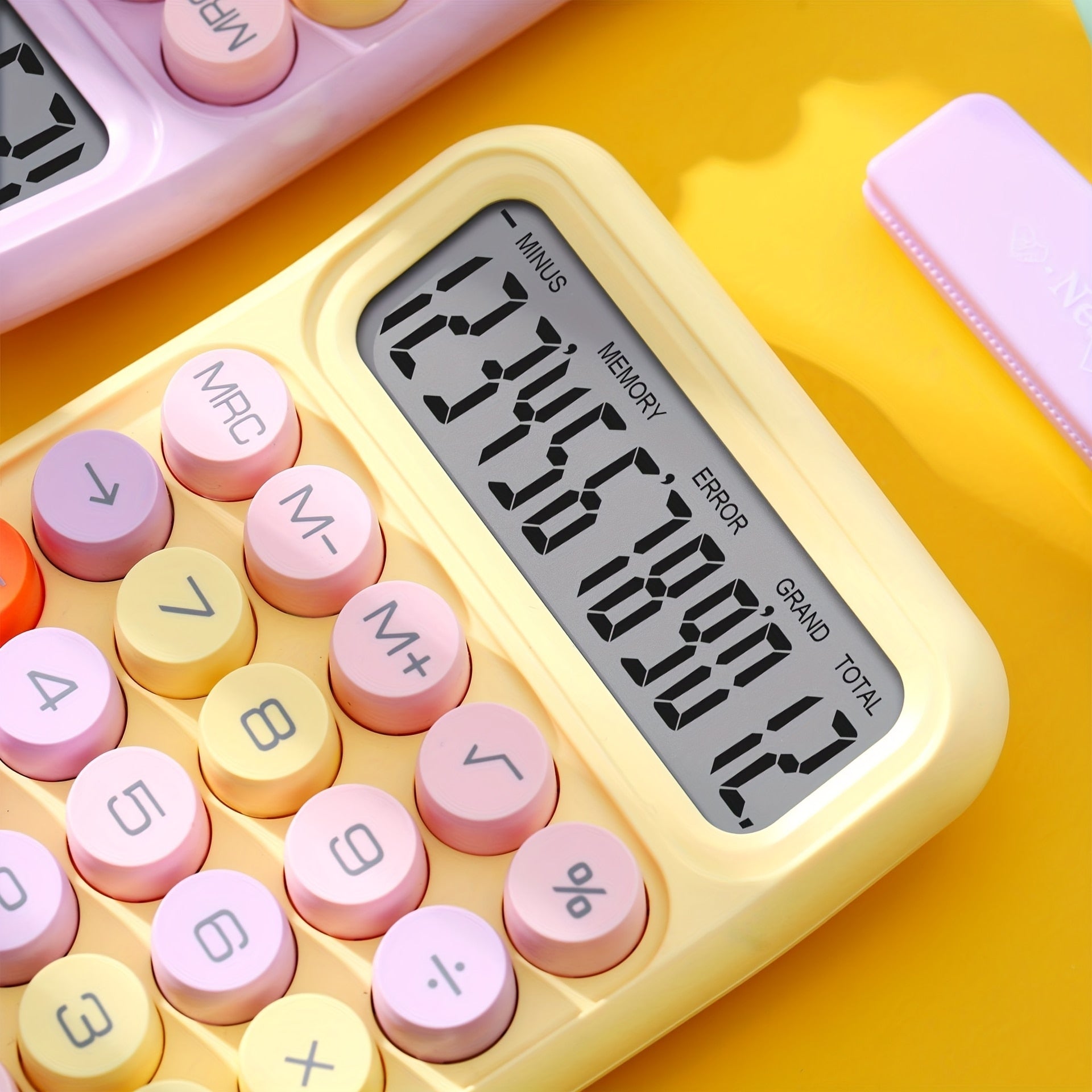 1pc Cute Candy Color Keyboard Calculator 12Digit Mechanical Calculator For Office Desktop With Larg 4