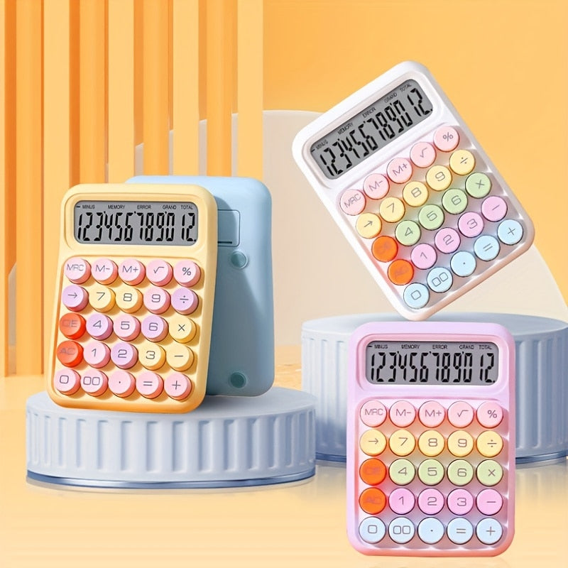 1pc Cute Candy Color Keyboard Calculator 12Digit Mechanical Calculator For Office Desktop With Larg 5