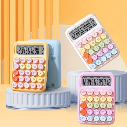 1pc Cute Candy Color Keyboard Calculator 12Digit Mechanical Calculator For Office Desktop With Larg 5