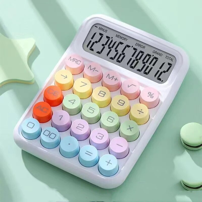 1pc Cute Candy Color Keyboard Calculator 12Digit Mechanical Calculator For Office Desktop With Larg 6