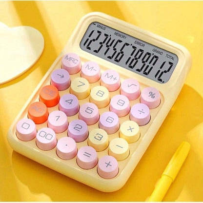 1pc Cute Candy Color Keyboard Calculator 12Digit Mechanical Calculator For Office Desktop With Larg 8