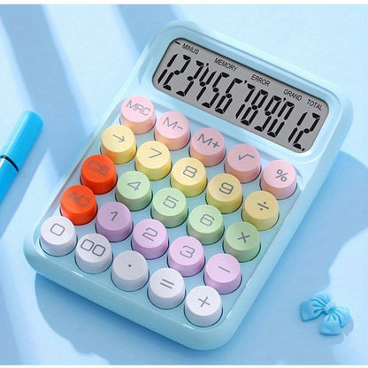 1pc Cute Candy Color Keyboard Calculator 12Digit Mechanical Calculator For Office Desktop With Larg 9