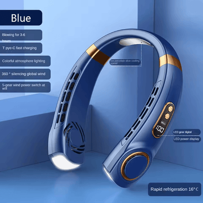 CoolBreeze Portable Neck Fan Bladeless Rechargeable Air Cooler With Display 6
