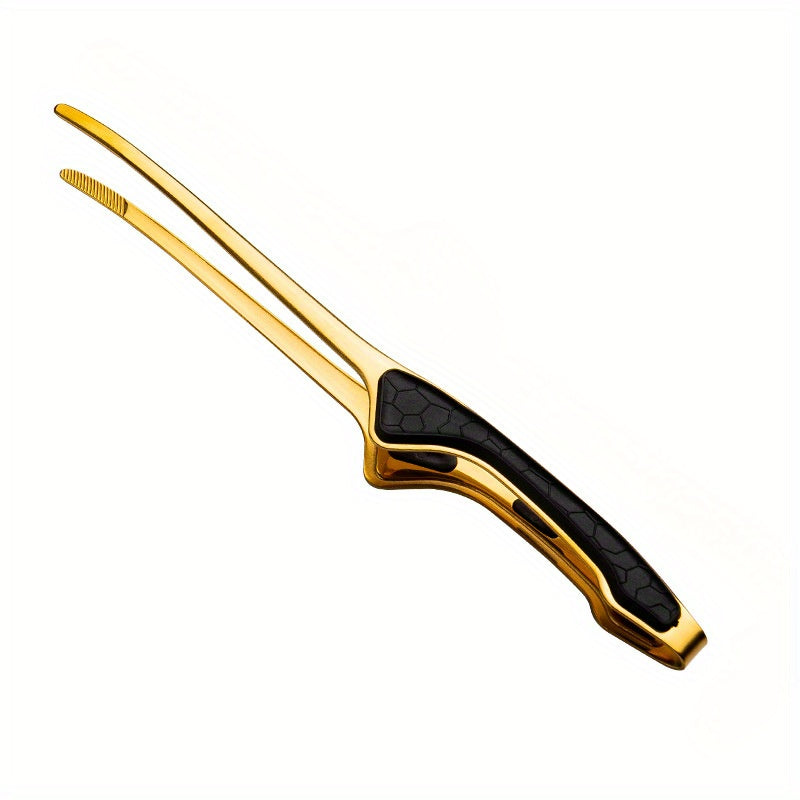 1pc Stainless Steel Kitchen Tongs, Metal Food Tongs with Non-Slip Comfort Grip, Non-Stick Head for Cooking and Serving