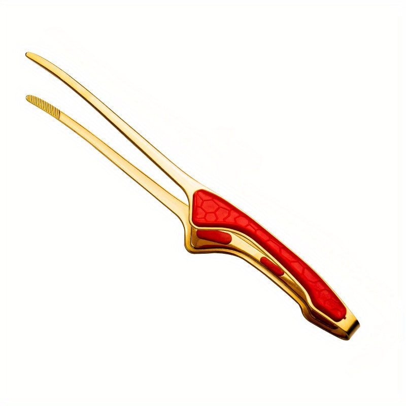 1pc Stainless Steel Kitchen Tongs, Metal Food Tongs with Non-Slip Comfort Grip, Non-Stick Head for Cooking and Serving