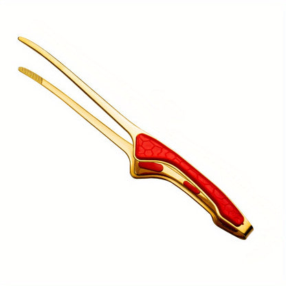 1pc Stainless Steel Kitchen Tongs, Metal Food Tongs with Non-Slip Comfort Grip, Non-Stick Head for Cooking and Serving