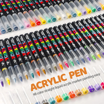 Waterproof Acrylic Marker Pen Set DIY Brush Tip Drawing Paint Marker Art School Supplies Stationery 2
