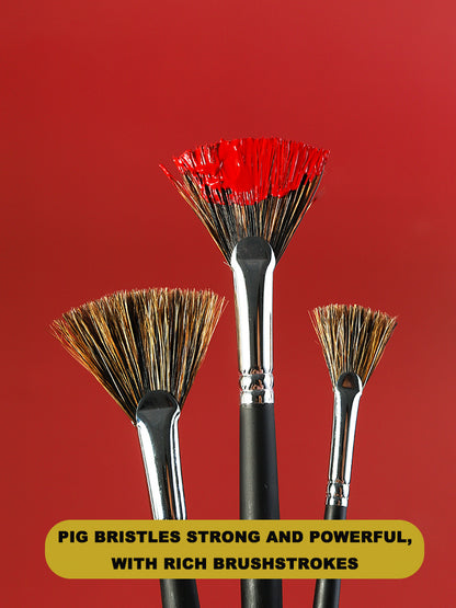 6pcs Set Wild Boar Bristle Brush Pen Set Special Offer, Fan Shape Art Supplies, Oil Painting Brush for Students