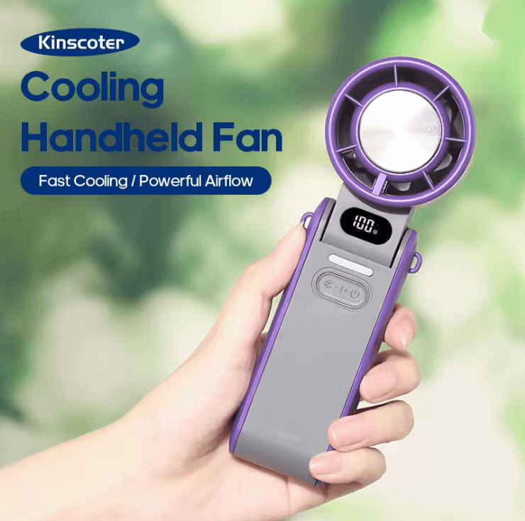BreezeFlex Foldable Handheld Fan Rechargeable Portable Cooling Fan with Lanyard