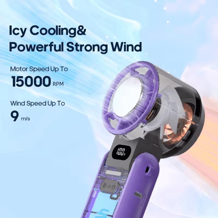 BreezeFlex Foldable Handheld Fan Rechargeable Portable Cooling Fan With Lanyard 1
