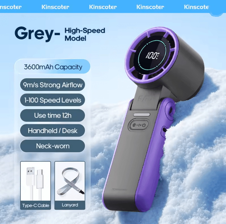 BreezeFlex Foldable Handheld Fan Rechargeable Portable Cooling Fan With Lanyard 4
