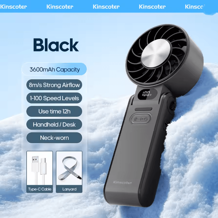 BreezeFlex Foldable Handheld Fan Rechargeable Portable Cooling Fan With Lanyard 9