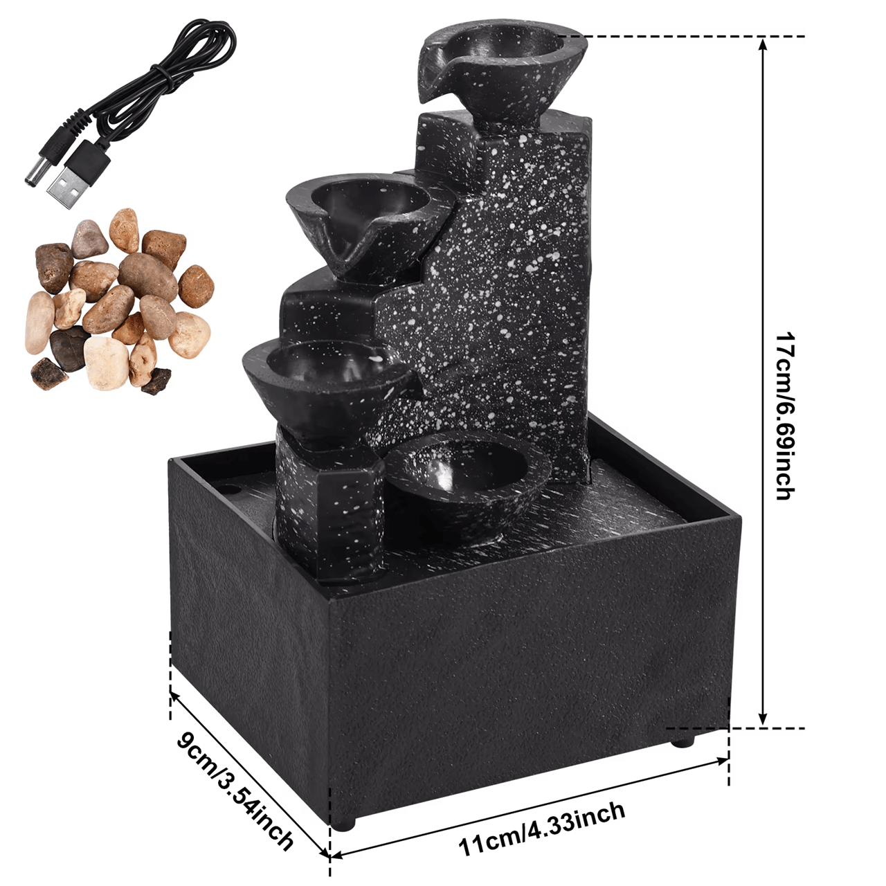 TranquilFlow Tabletop Water Fountain With LED Lights For Home And Office 1