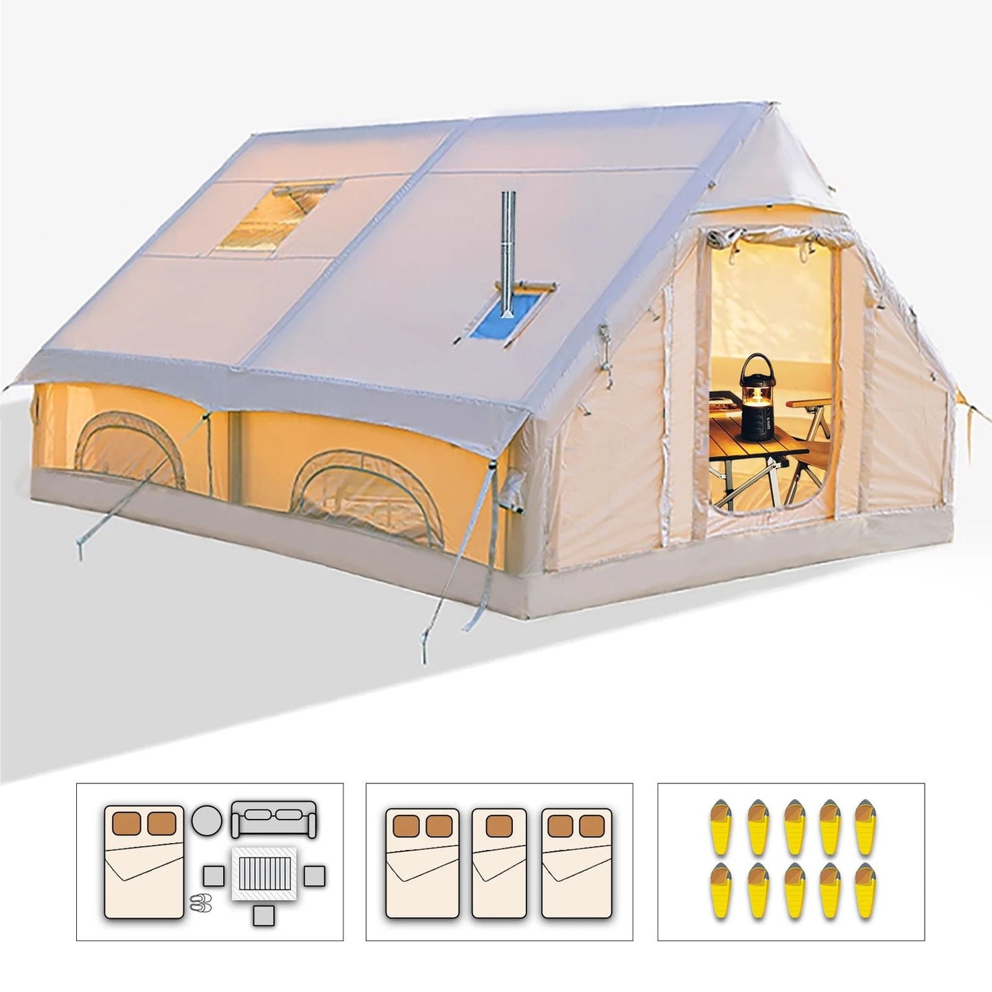 Large Inflatable Camping Tent with Hand Pump Portable Easy Setup Tent