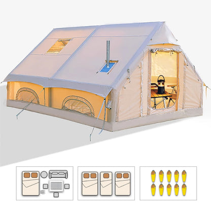 Large Inflatable Camping Tent with Hand Pump Portable Easy Setup Tent