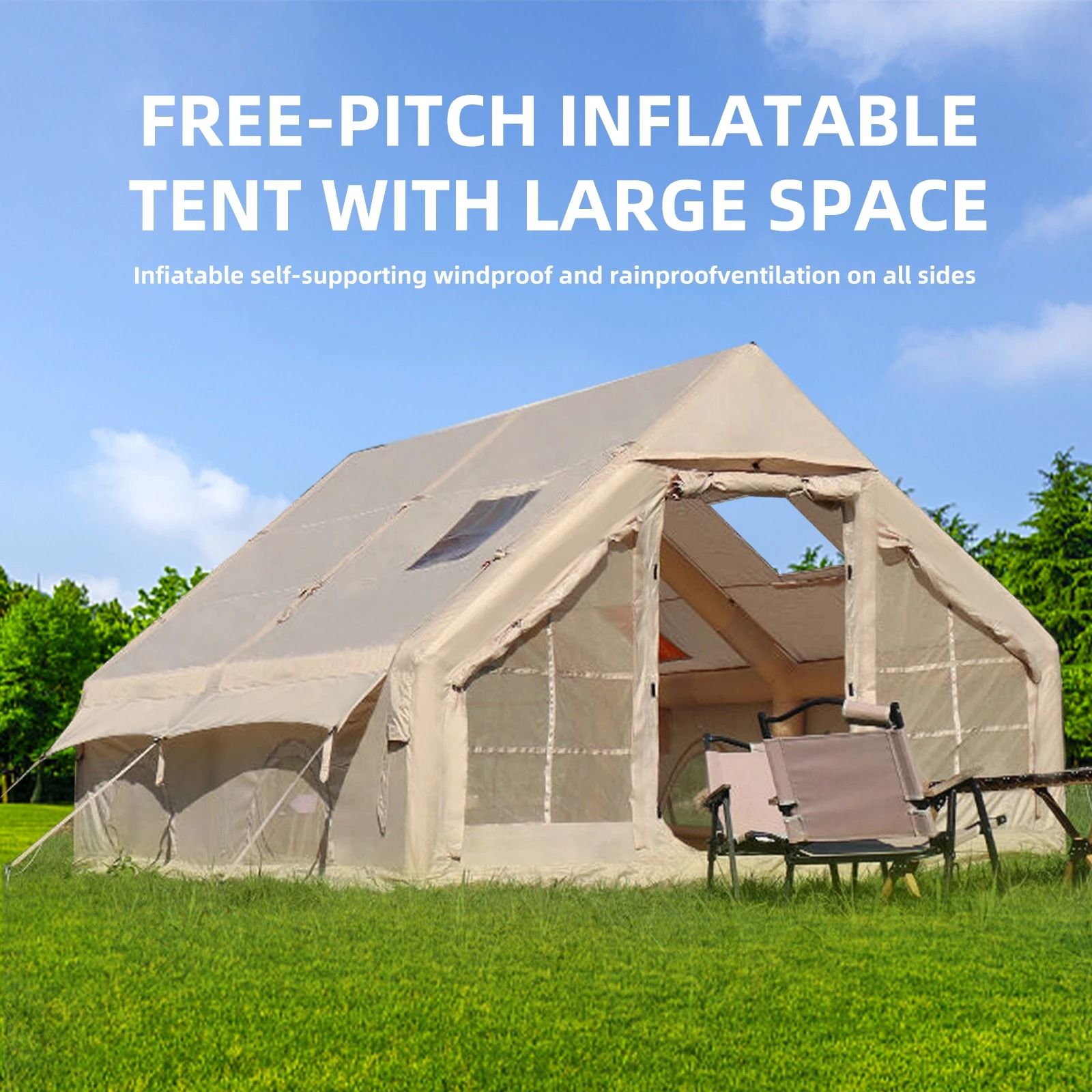Large Inflatable Camping Tent With Hand Pump Portable Easy Setup Tent 1