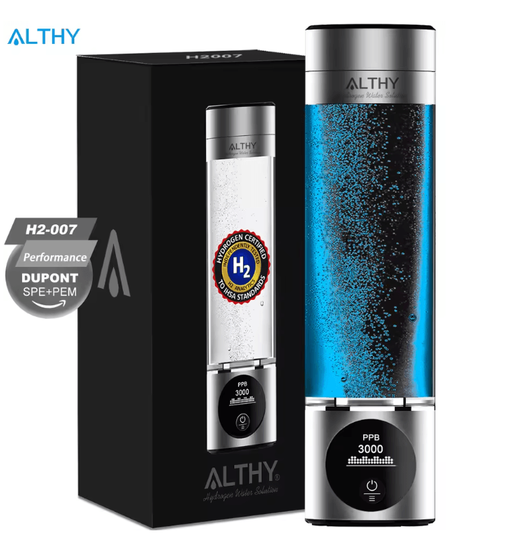 Althy Hydrogen Water Generator Bottle with SPE PEM Technology and H2 Inhalation