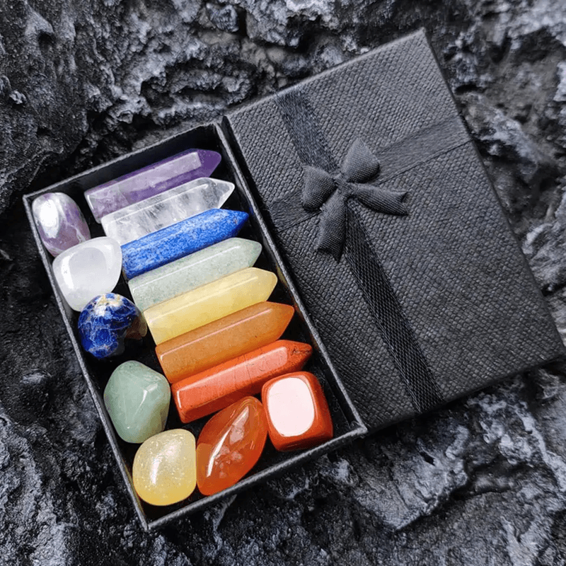 Crystal Harmony Natural Stone Chakra Healing Gemstone Set with Gift Box