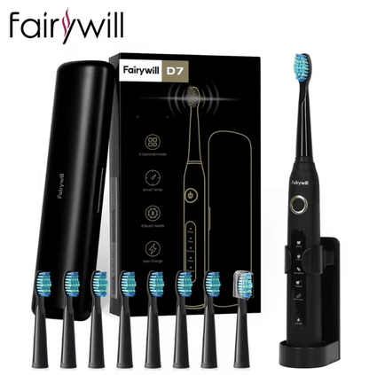 Fairywill FW507 Sonic Electric Toothbrush with 8 Brush Heads and Travel Case