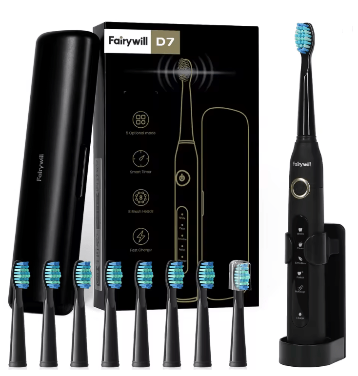 Fairywill FW507 Sonic Electric Toothbrush With 8 Brush Heads And Travel Case 4
