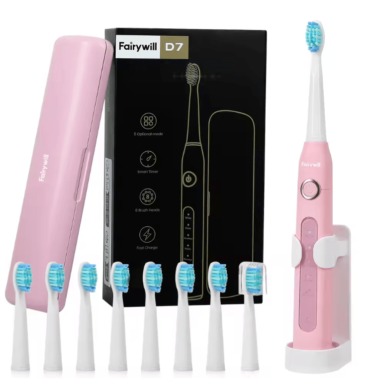 Fairywill FW507 Sonic Electric Toothbrush With 8 Brush Heads And Travel Case 5