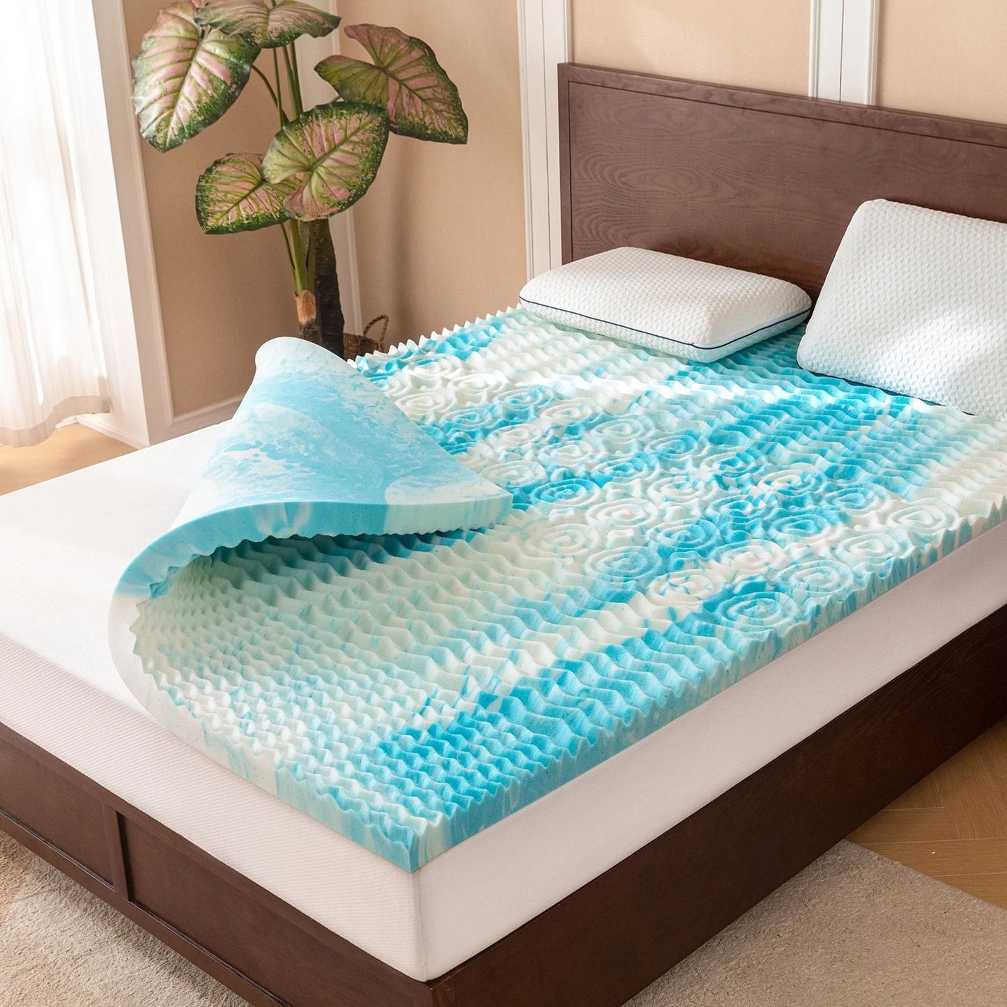 Cooling Gel Memory Foam Mattress Topper with Pressure Relief