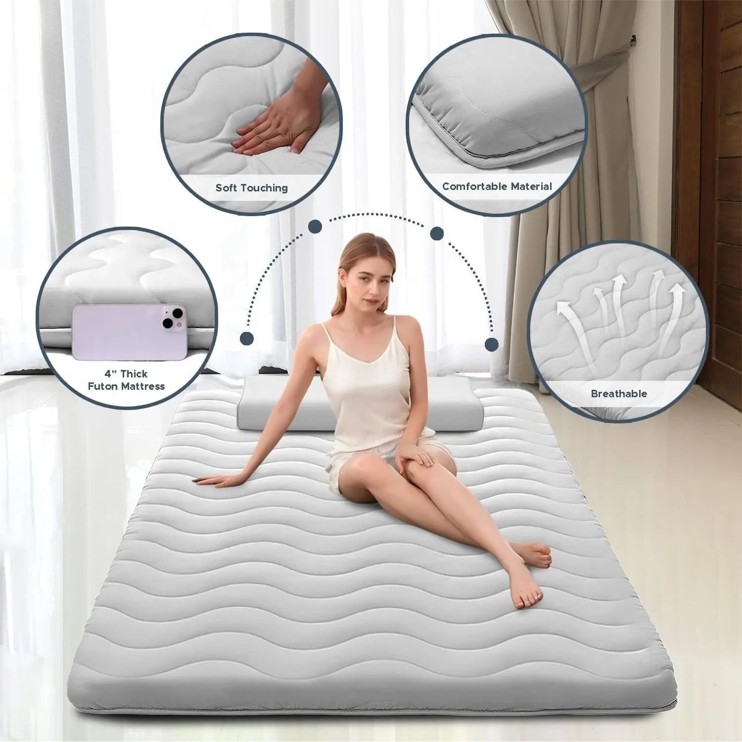 Foldable Floor Mattress with High Density Foam
