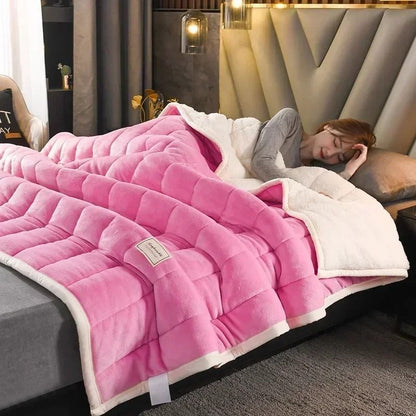 Luxury Flannel Fleece Blanket With Lambs Wool Lining 9