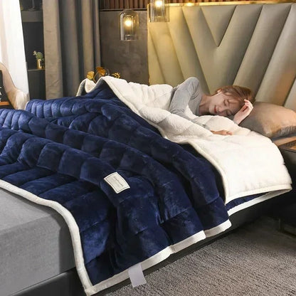 Luxury Flannel Fleece Blanket With Lambs Wool Lining 8