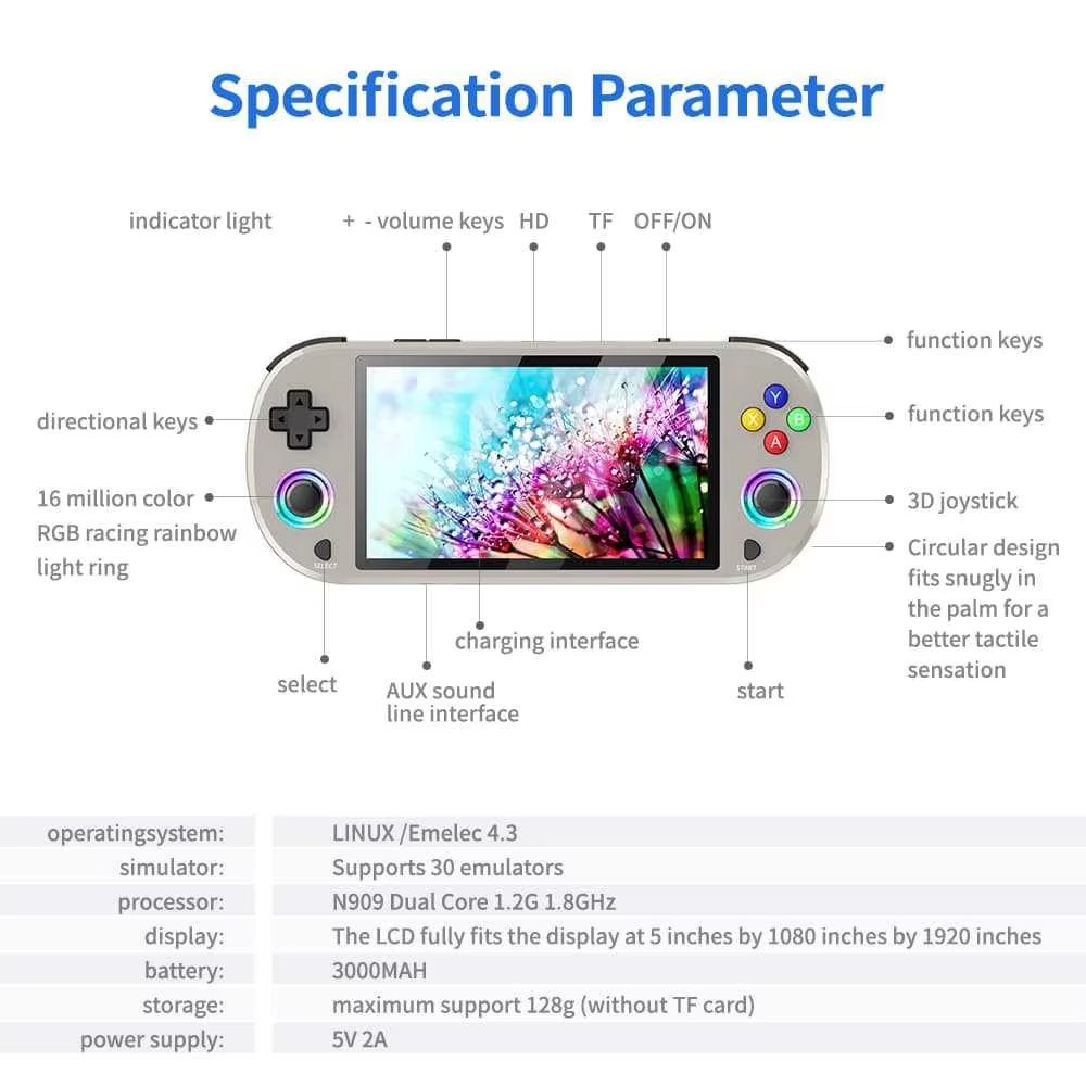 M22 Pro 128GB Portable Handheld Retro Gaming Console  50 IPS Screen 5