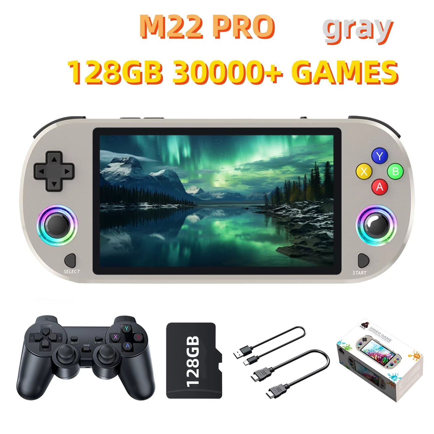 M22 Pro 128GB Portable Handheld Retro Gaming Console  50 IPS Screen 9