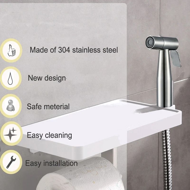 Stainless Steel Toilet Spray Gun Portable Bathroom Cleaning Device 4