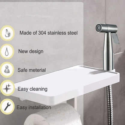 Stainless Steel Toilet Spray Gun Portable Bathroom Cleaning Device 4