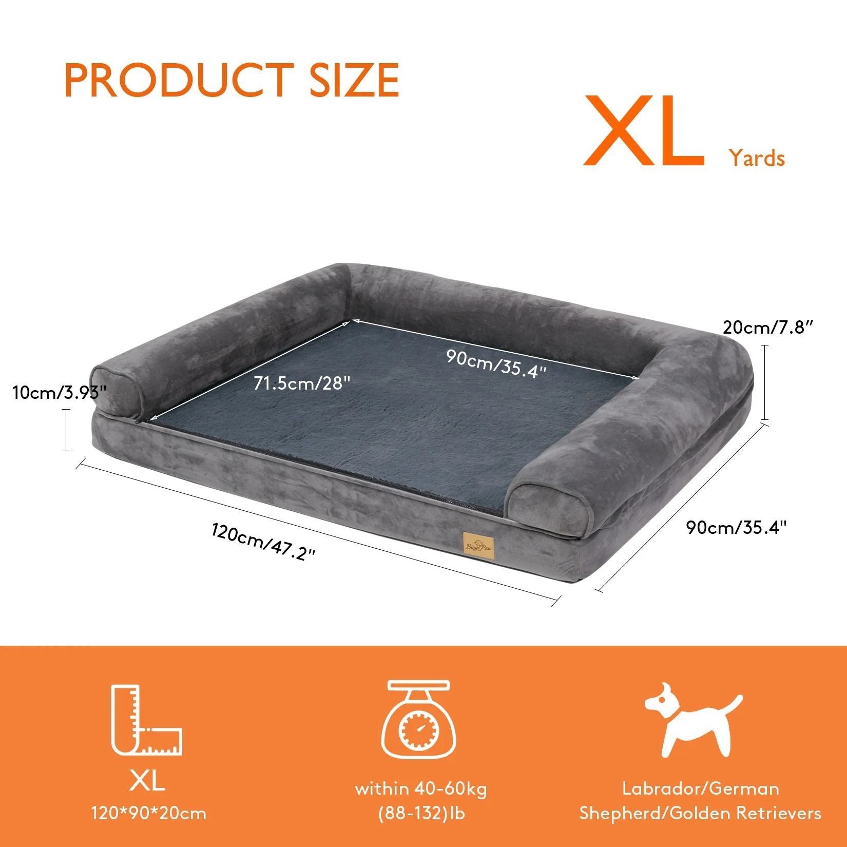Extra Large Orthopedic Dog Bed With Washable Cover And Bolster Support 7
