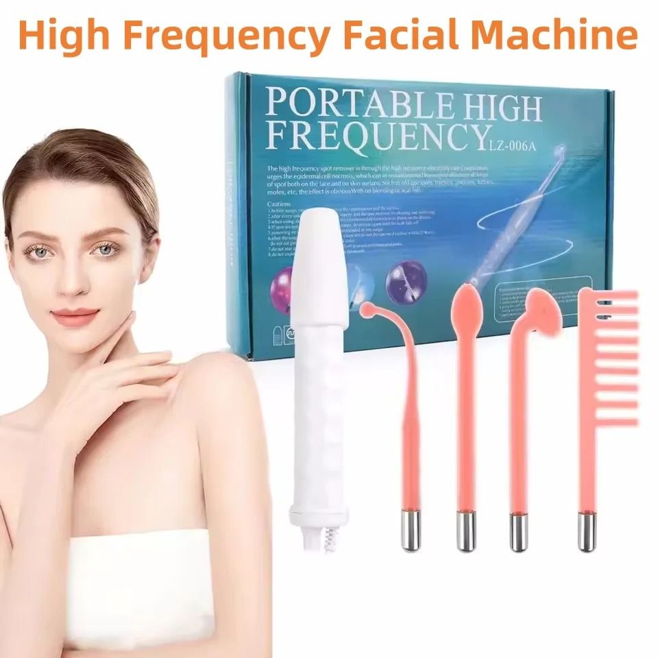 High Frequency Facial Machine 4 in 1 Portable Neon Wand for Acne and Skin Therapy