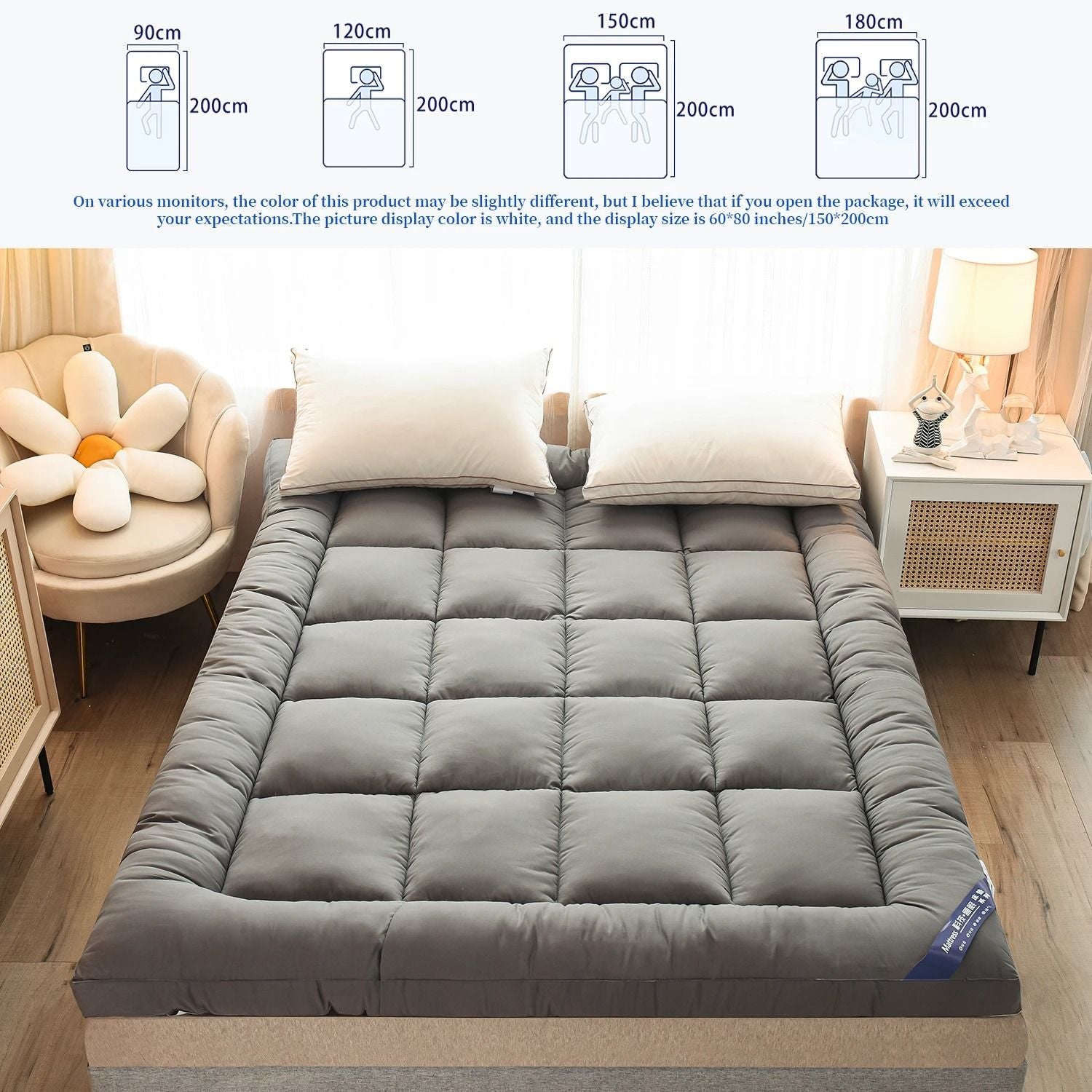 Extra Thick Mattress Topper With Soft Fiber Support 2