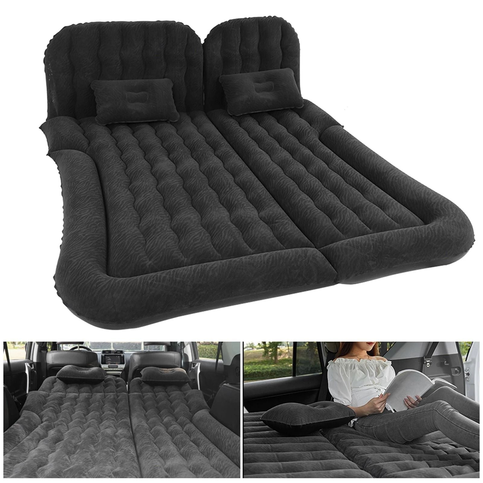 Car Travel Bed Inflatable Mattress with Pump and Headrests