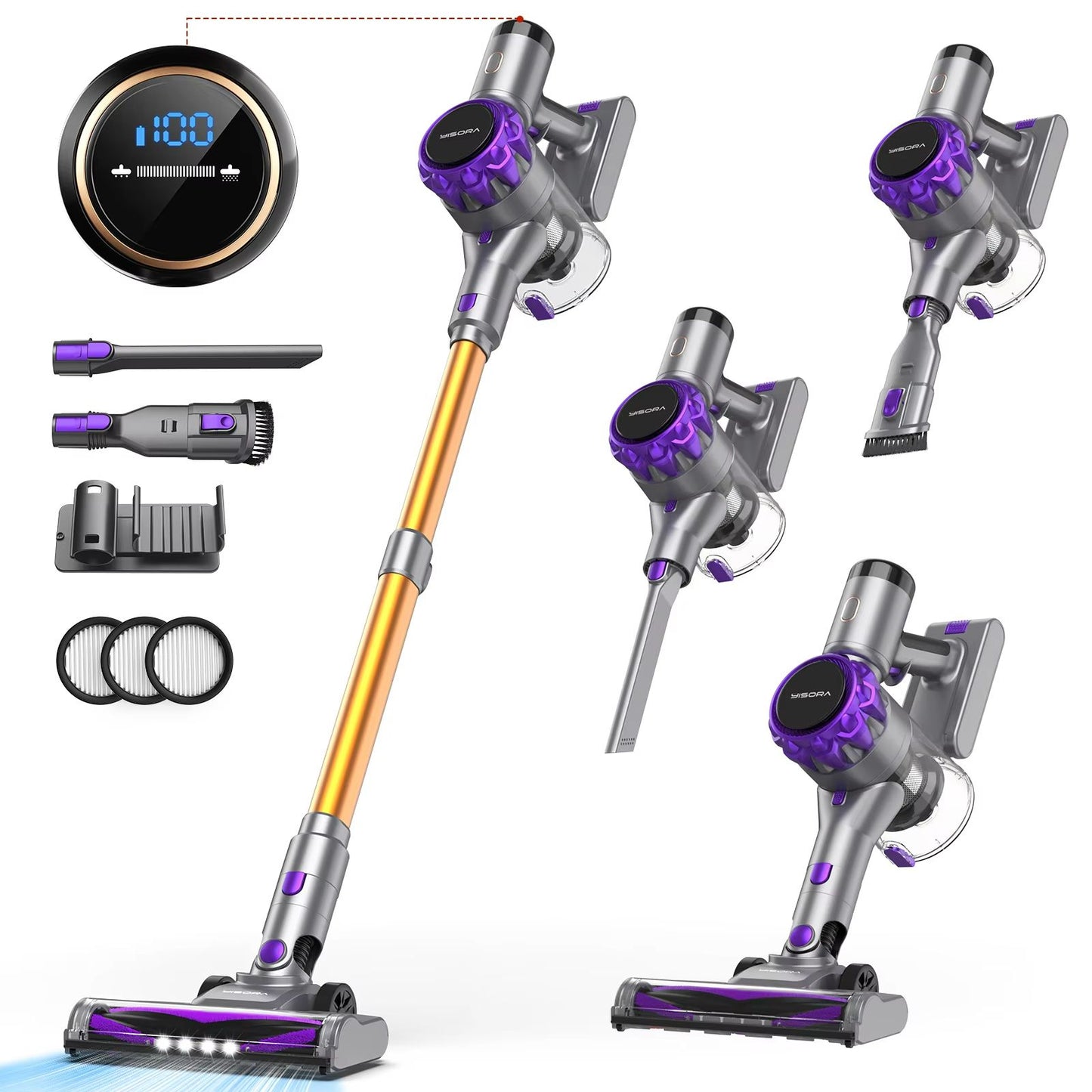 Cordless Vacuum Cleaner with Touchscreen – 40Kpa Powerful Suction, 55-Minute Runtime, Pet Hair & Carpet Ready