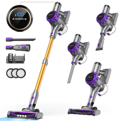 Cordless Vacuum Cleaner with Touchscreen – 40Kpa Powerful Suction, 55-Minute Runtime, Pet Hair & Carpet Ready