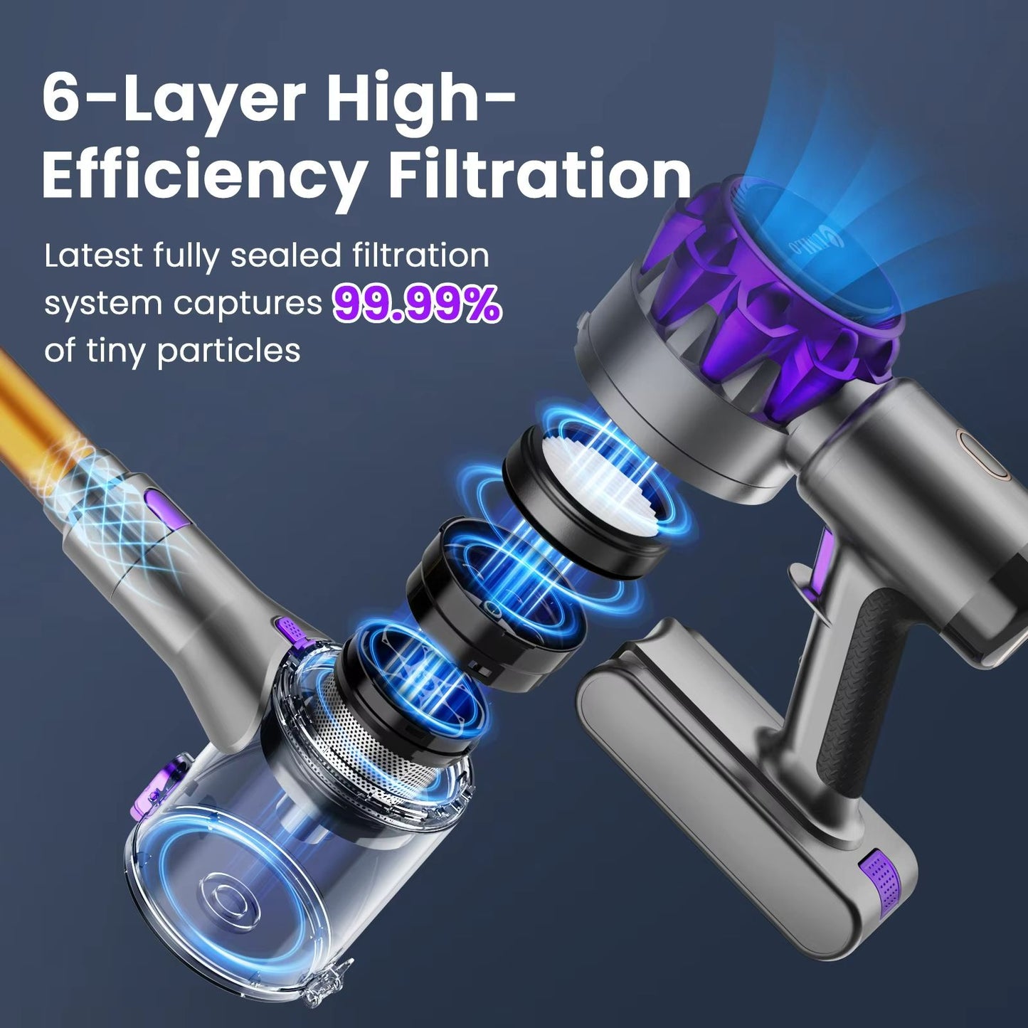 Cordless Vacuum Cleaner With Touchscreen  40Kpa Powerful Suction 55Minute Runtime Pet Hair  Carpet  4