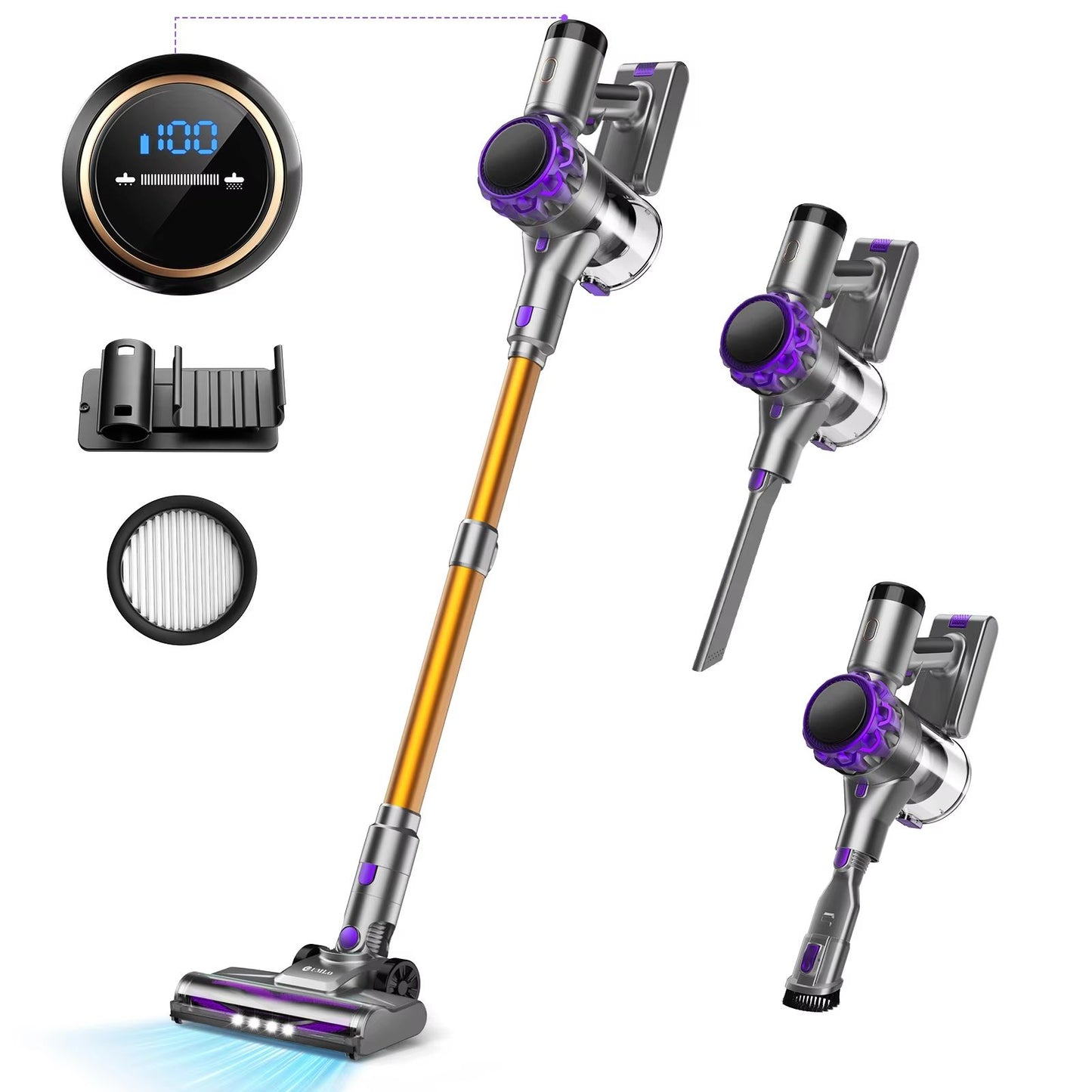 Cordless Vacuum Cleaner With Touchscreen  40Kpa Powerful Suction 55Minute Runtime Pet Hair  Carpet  7