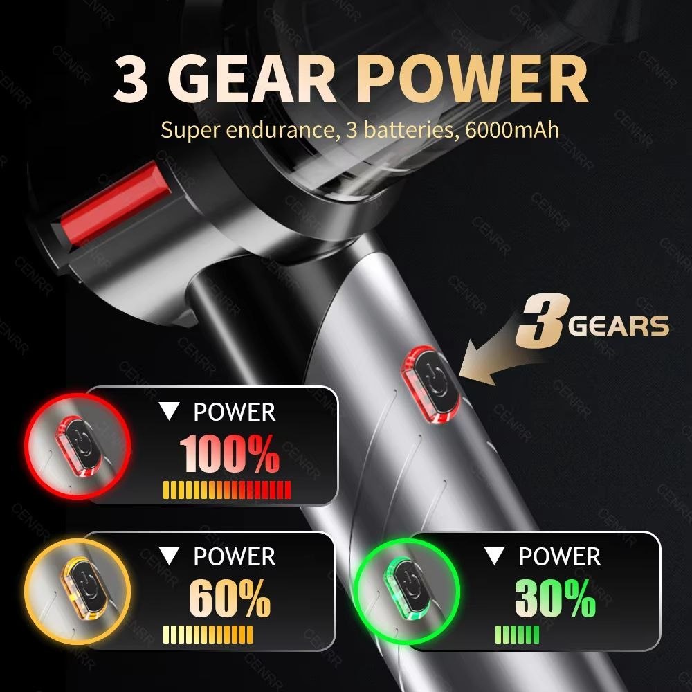 CENRR Cordless Car Vacuum Cleaner  Powerful 998000PA Handheld Mini Vacuum For Car And Home 3