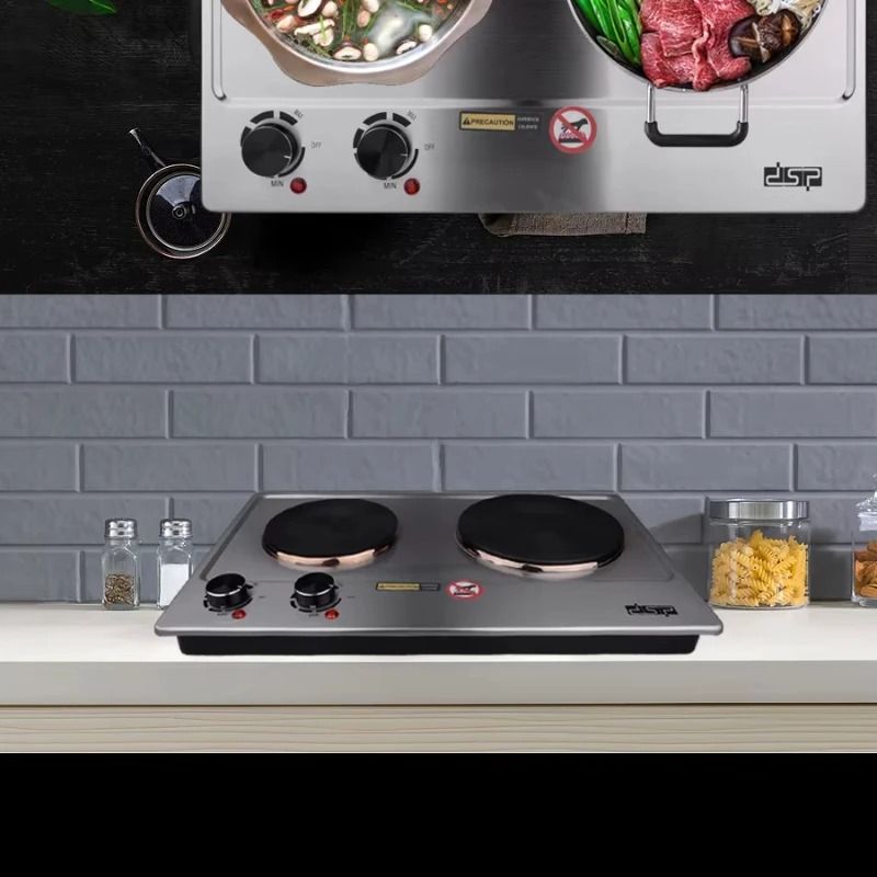 Double Burner Electric Cooktop with Adjustable Temperature and Easy Clean Surface