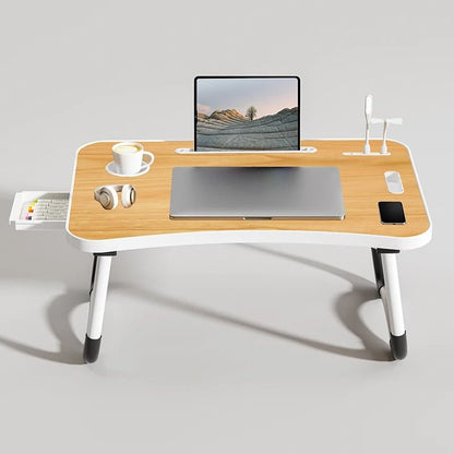 Portable Laptop Desk With USB Light Fan Cup Holder Tablet Slot And Foldable Handle 3