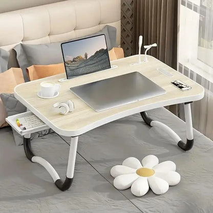 Portable Laptop Desk With USB Light Fan Cup Holder Tablet Slot And Foldable Handle 9