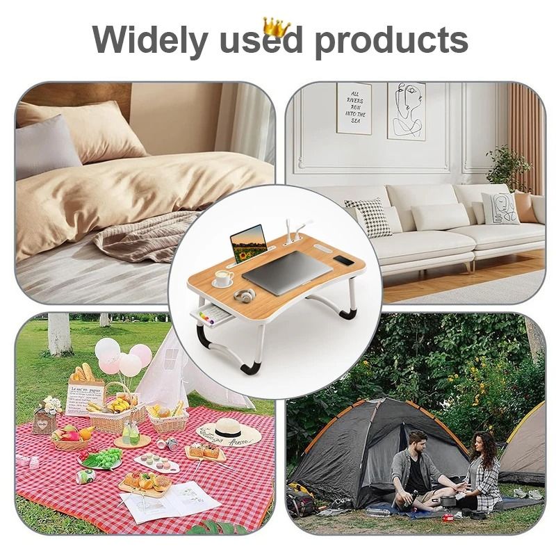Portable Laptop Desk With USB Light Fan Cup Holder Tablet Slot And Foldable Handle 6