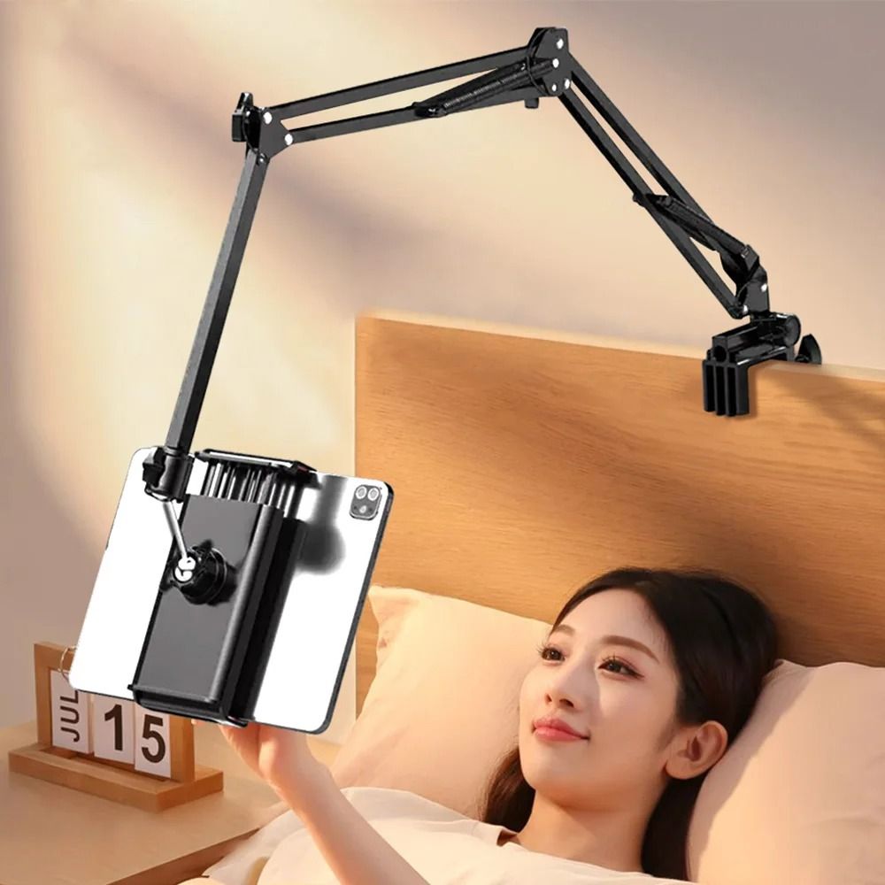 Tablet Holder for Bed with 90cm Metal Arm 360 Rotating Tablet Stand for iPad and Phones
