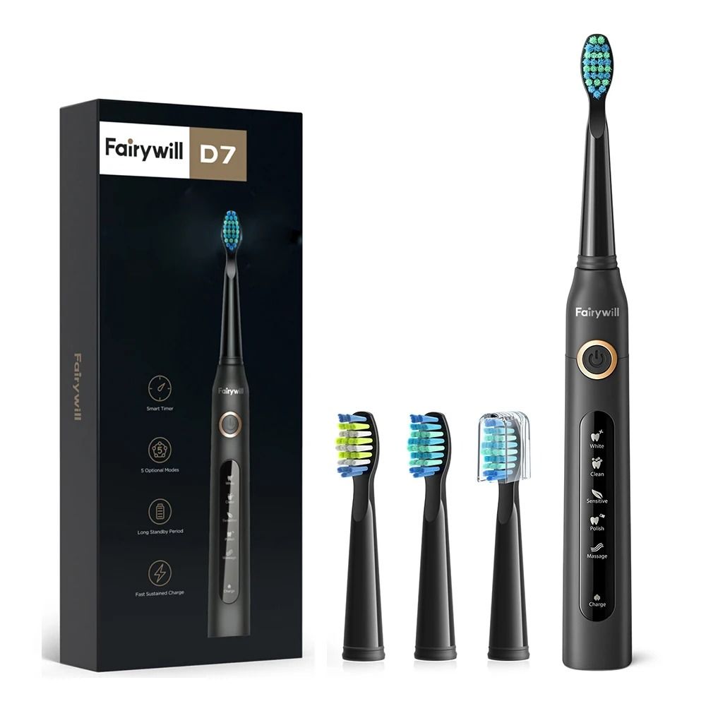 Electric Sonic Toothbrush USB Rechargeable Waterproof Toothbrush With Replacement Heads 1